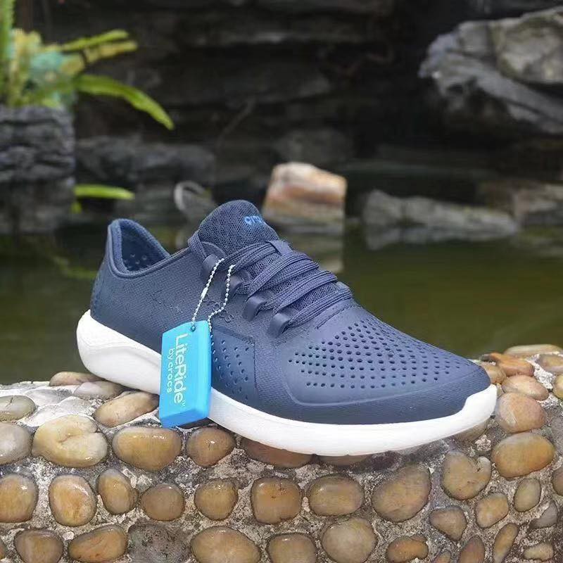 Giày nhựa buộc dây dáng thể thao, đế literide siêu mềm êm thoáng khí đi mưa thoải mái