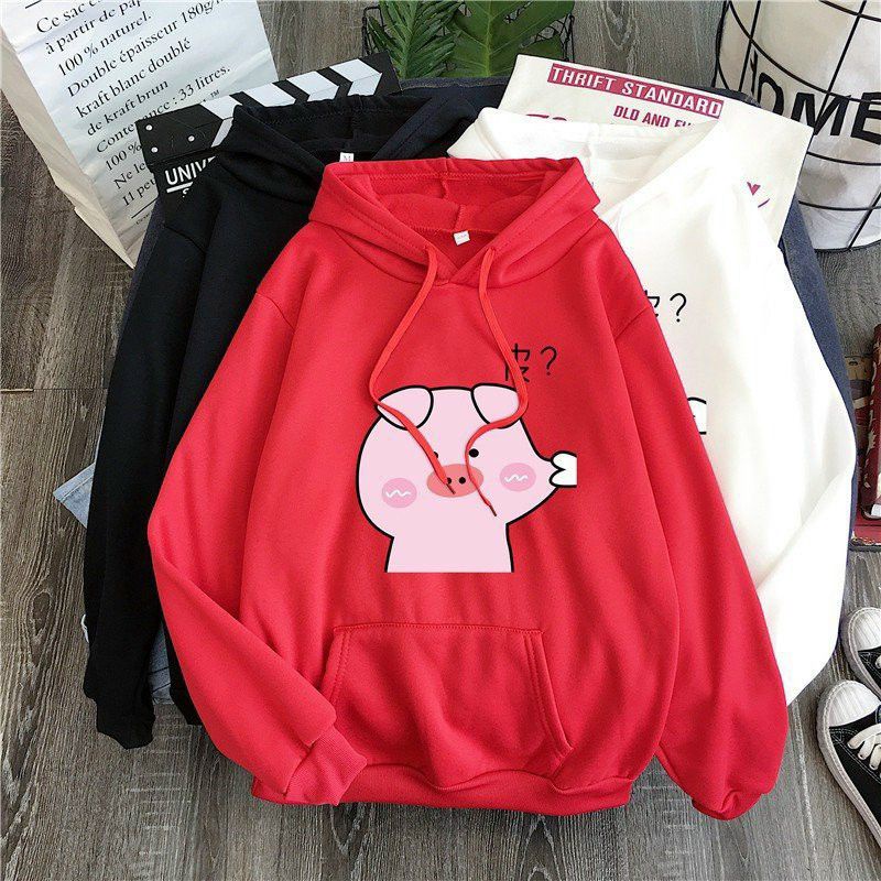ÁO HOODIE UNSEX NỈ BÔNG IN CON HEO DỄ THƯƠNG
