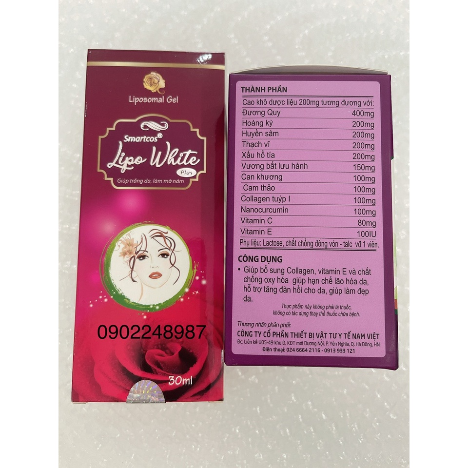 1 hộp Lipo White Plus và 1 hộp Sáng da sương mai Học viện quân y giúp giảm nám tàn nhang sáng da