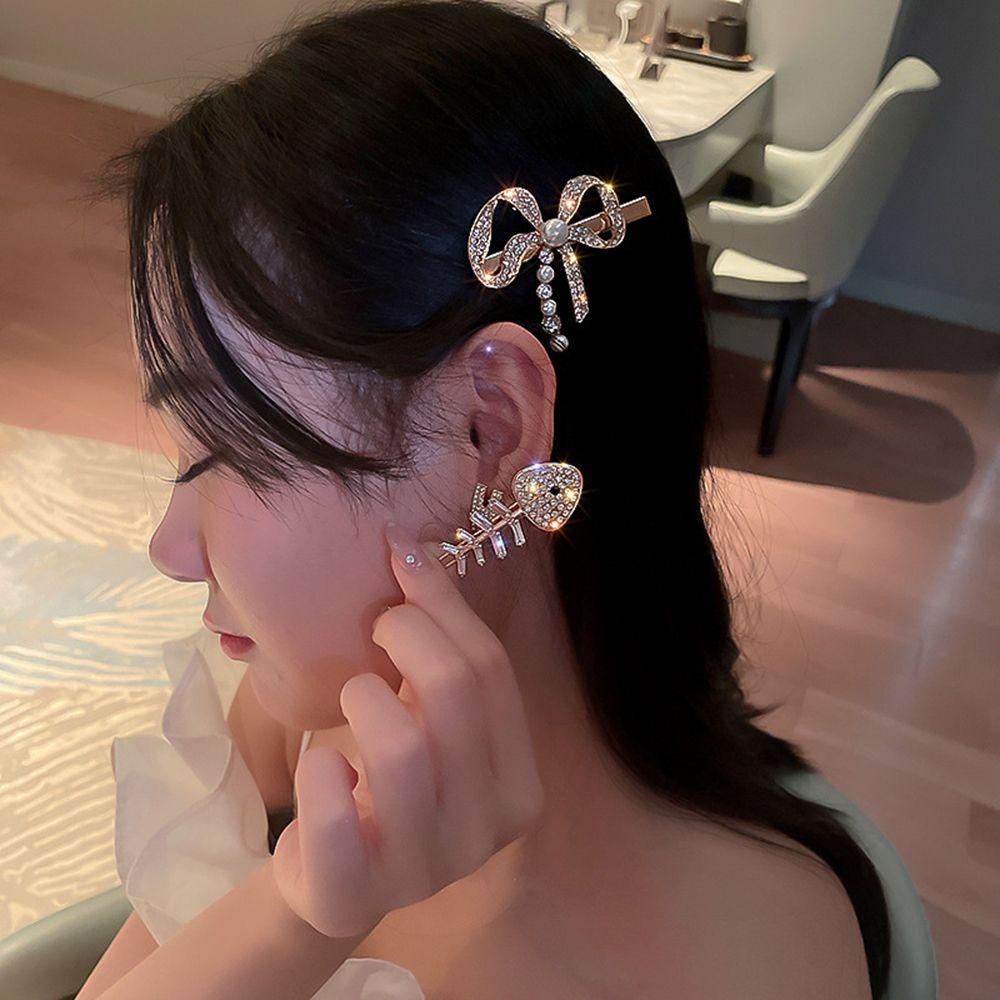 VANES1 Kẹp Tóc Hình Nơ / Bông Hoa Bằng Hợp Kim Ngọt Ngào Cho Nữ