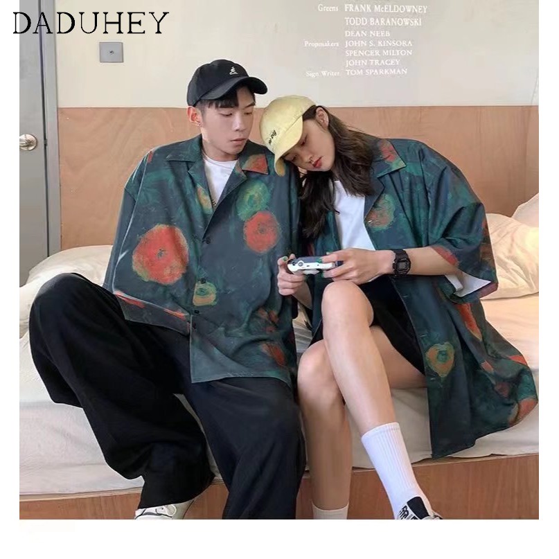 Áo khoác tay ngắn họa tiết tranh sơn dầu dáng rộng phong cách Mỹ retro vintage thời trang đường phố thường ngày cho nữ