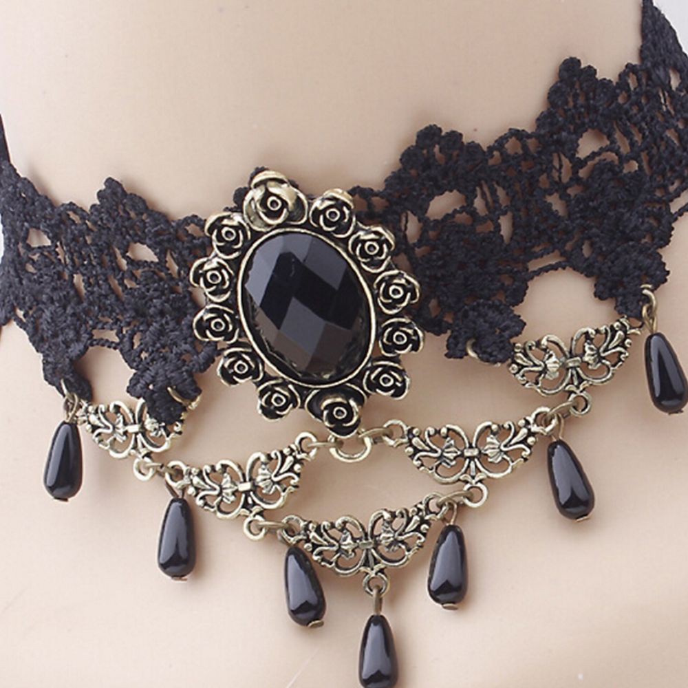 Vòng cổ choker phối ren thời trang Hàn Quốc