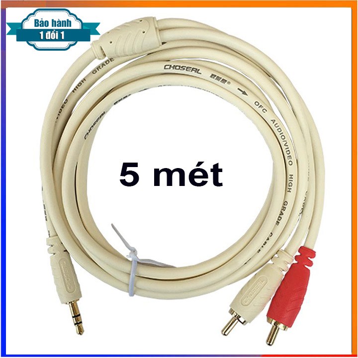 Dây loa 1 đầu 3.5 Ra 2 đầu dài 10 mét hàng loại 1