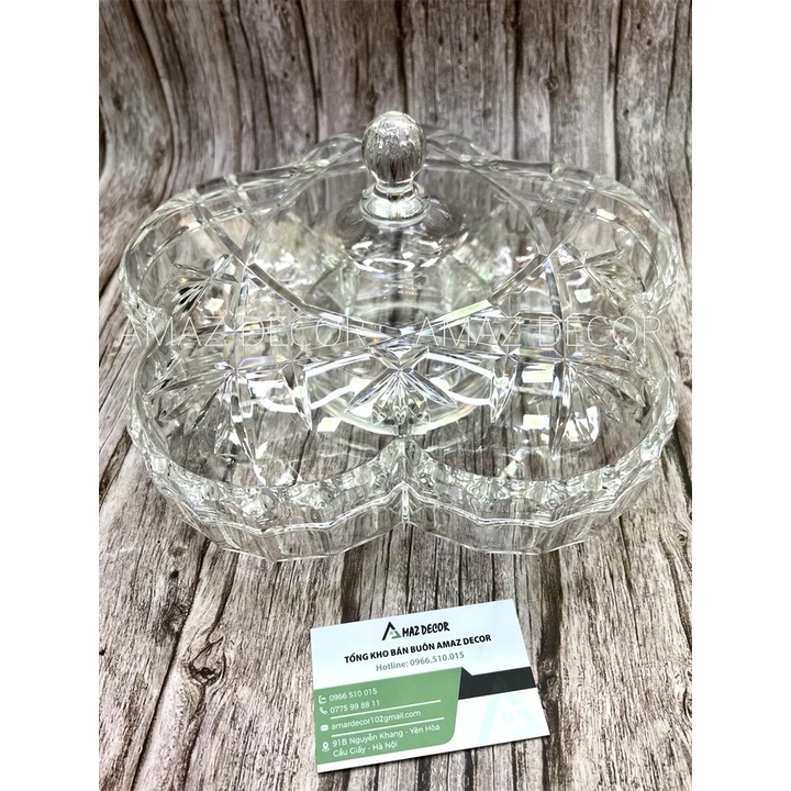 SALE NGHỈ TẾT Khay mứt Tết bánh kẹo đẹp hoa quả sấy khô trong suốt 6 ngăn nhựa trong Acrylic cao cấp sang trọng giá rẻ