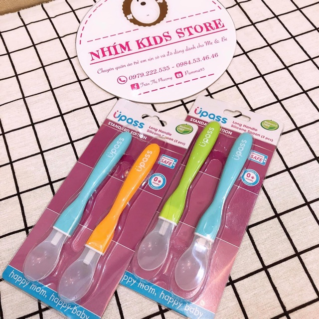 Set 2 thìa ăn dặm silicone siêu mềm Upass