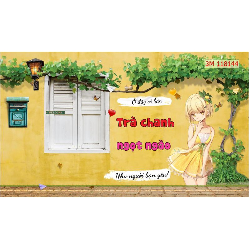 Tranh dán tường 3D trang trí cửa hàng, cửa hiệu, quán cafe, trà sữa