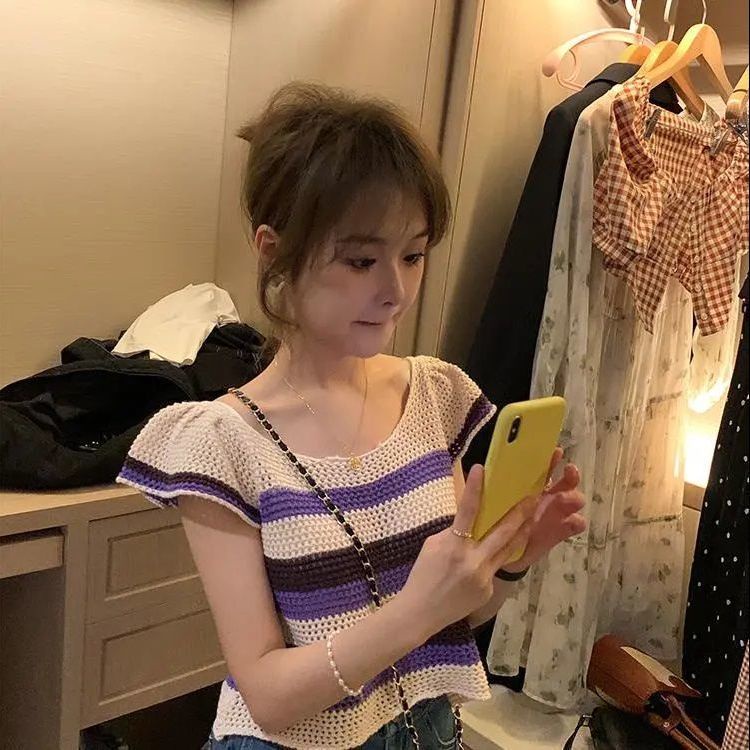 Áo Thun Tay Ngắn Họa Tiết Sọc Năng Động Thời Trang Dành Cho Nữ  tao bao