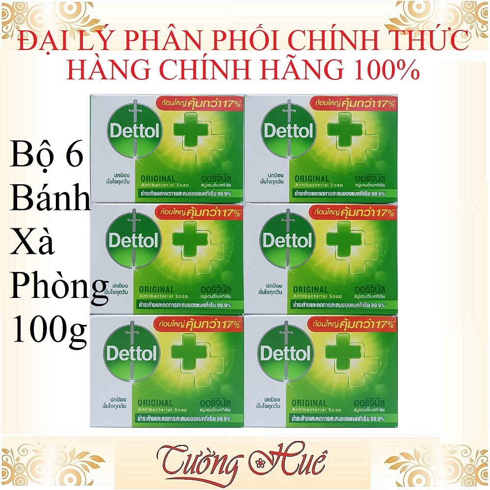 Bộ 6 Xà Phòng Dettol Kháng Khuẩn Original Antibacterial Soap - 100g x6