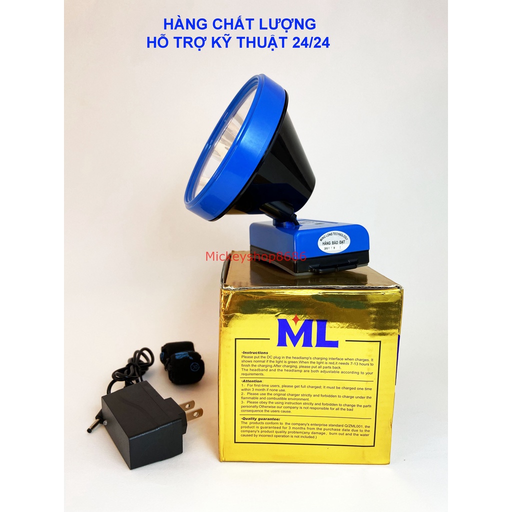 Đèn pin đội đầu bóng led cao cấp chống nước kín nước siêu sáng Ánh sáng trắng hoặc vàng pin khủng Mã ML 563