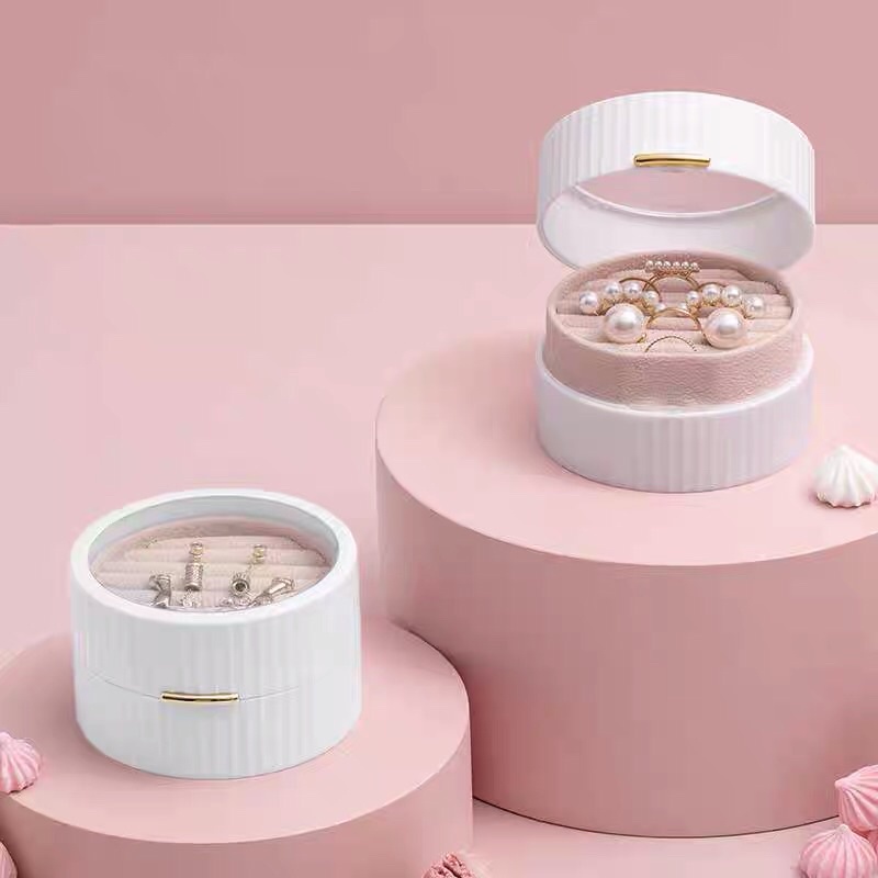 Hộp Đựng Trang Sức , Hộp Đựng Trang Sức Màu Pastel Dáng Tròn Nắp Trong Suốt
