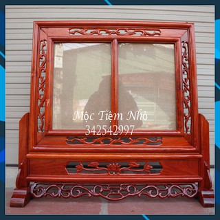 Khung ảnh thờ 2 ảnh gỗ hương - Khung ảnh thờ kép đôi hoa lá tây