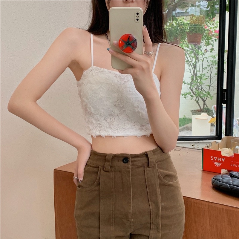 Áo Bra Nữ Ren Hoa Hồng Thêu Nổi 2 Dây Co Giãn Hot Trend 586