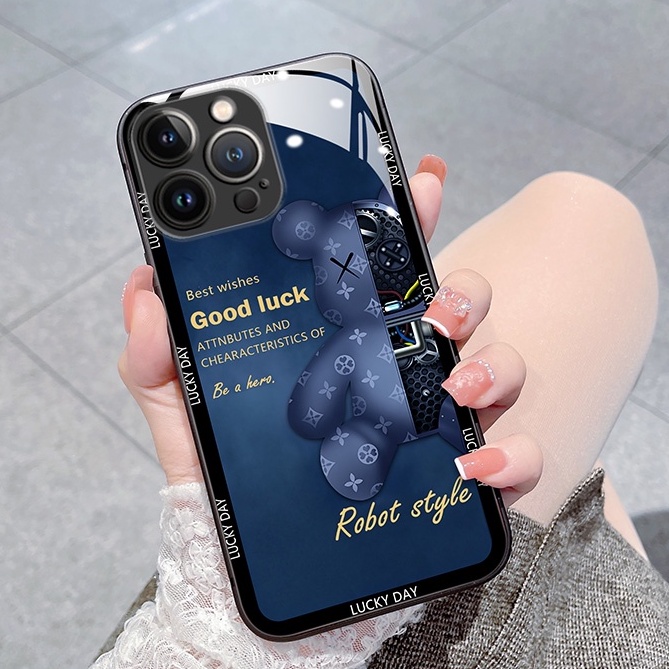 Ốp điện thoại HOCE mặt kính kiểu gấu thích hợp cho iPhone 13 12 11 14 Pro Max 13Pro 12Pro X XR XSmax 7 8 14 Plus SE 2020