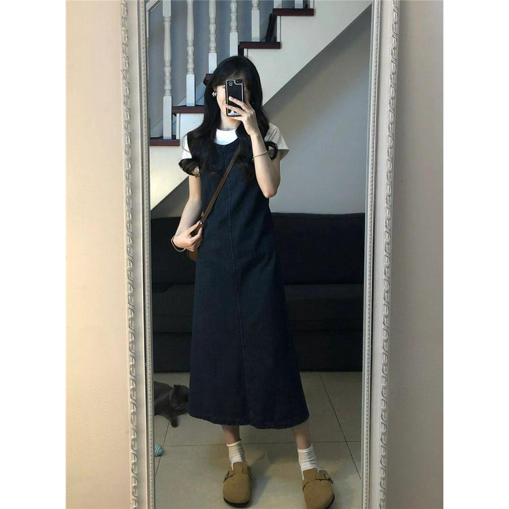 Áo Thun Trơn Cột Dây Vải Denim Ngắn Tay Thời Trang Đơn Giản 63240