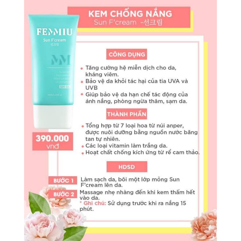 Kem Chống Nắng Dưỡng Da Femmiu SPF 50+ [ Hàng Cao Cấp Chính Hãng ]