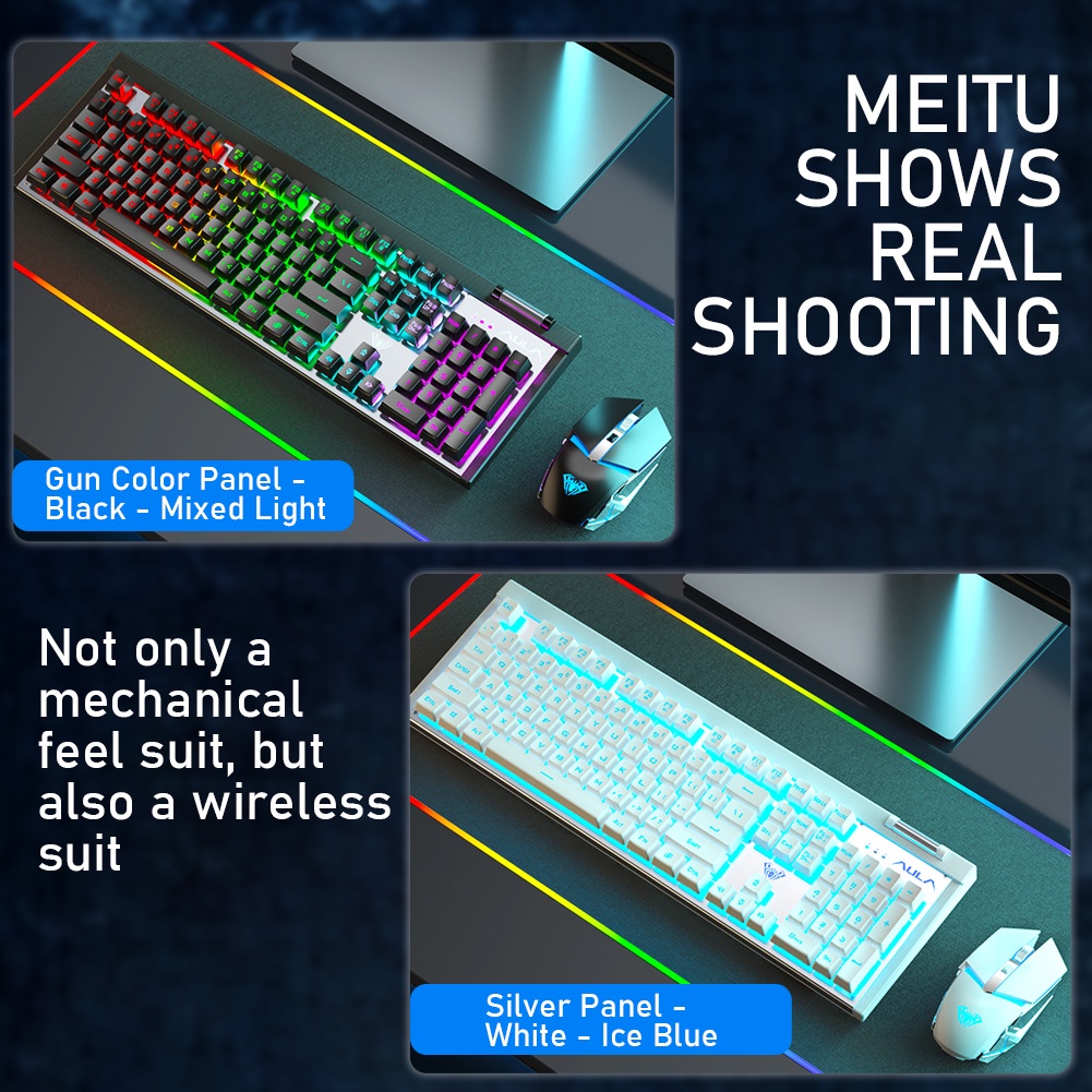 Bàn phím cơ và chuột máy tính AULA T610 không dây chơi game tích hợp sạc USB tiện lợi