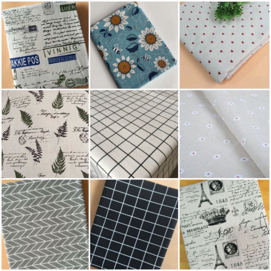 1M-1M5 KHĂN TRẢI BÀN vải họa tiết hiện đại, vintage. vải bố thô dày làm đồ handmade, may rèm, thảm trải picnic