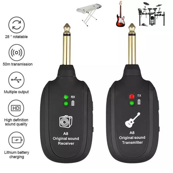 Bộ máy phát và máy thu âm thanh không dây A8 cho đàn guitar điện