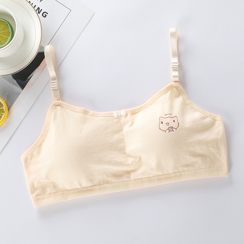 Áo lót cotton dây mảnh chống lộ màu trơn có thể điều chỉnh kích thước cho bé gái 9-16 tuổi