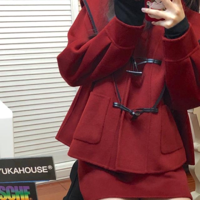 Set bộ dạ đỏ mùa thu đông ấm áp cách HQ ngọt ngào kèm ảnh thật 🍓