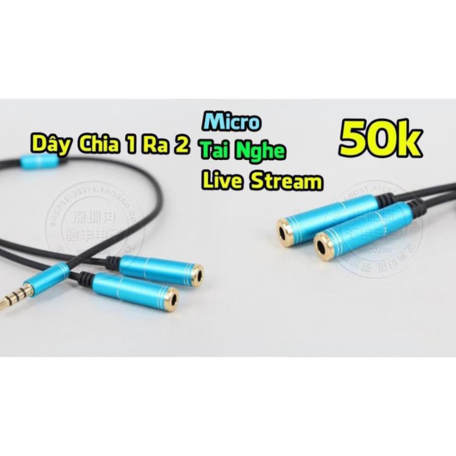 Dây chia jack loa chuẩn 3.5 từ 1 ra 2 đầu mạ vàng cho 2 loa hoặc 2 tai nghe ( 4 khấc)