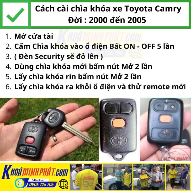 Hướng dẫn Làm chìa khóa xe Toyota Camry đời 2000 đến 2005