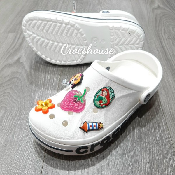 Dép sục crocs baya chính hãng nam nữ màu trắng tặng kèm jibbitz xịn, dép crocs màu trắng baya - Crocs house