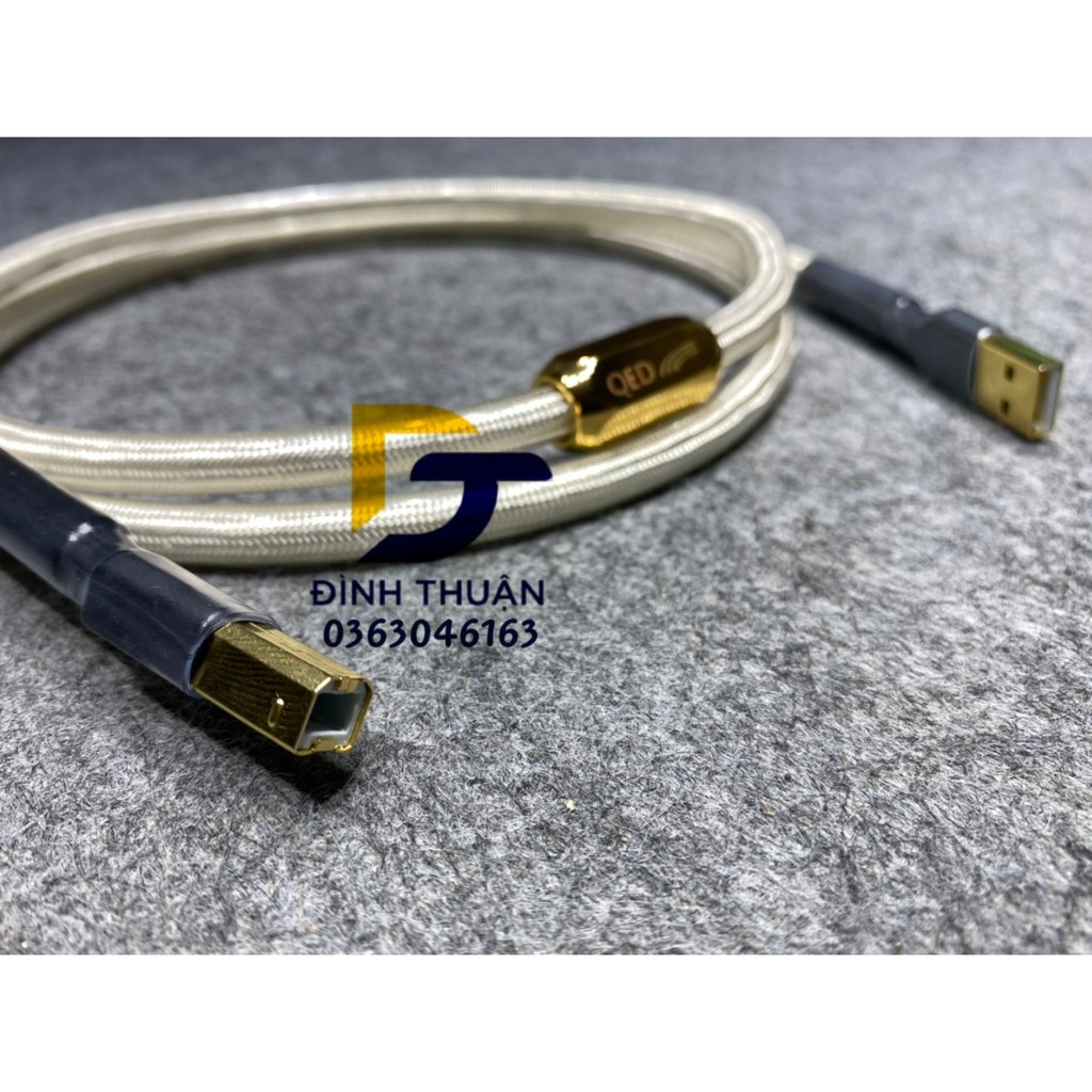 Dây USB QED/ Dây USB cao cấp mạ bạc/ Dây lõi đồng OFC cao cấp mạ bạc, có chống nhiễu 1 chiều