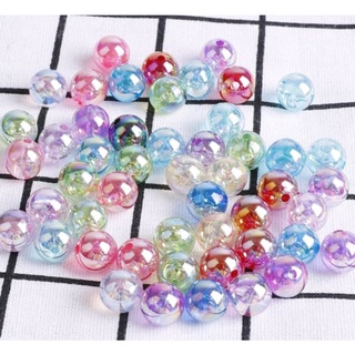 10 hạt nhựa tròn 6mm ánh Hologram lấp lánh dùng làm vòng tay vòng cổ