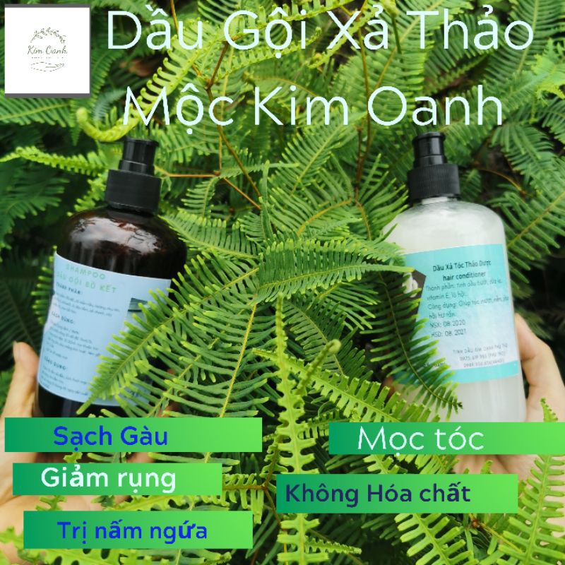 Cặp dầu Gội Xả Thảo Mộc Mọc Tóc, giảm rụng tóc, kích thích mọc tóc, trị gàu không hóa chất, thải độc da đầu, an toàn trẻ