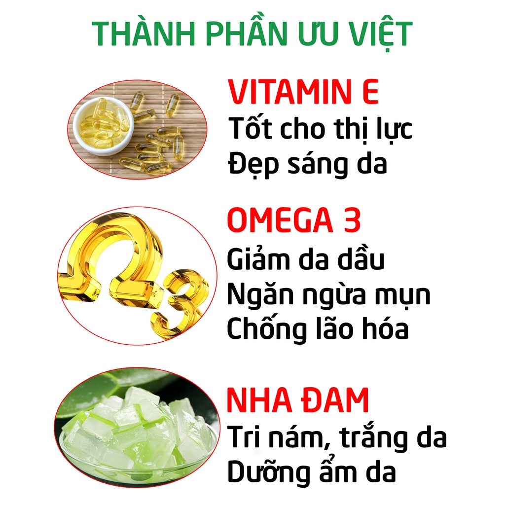 Viên uống đẹp da Vivita E bổ sung Vitamin E, Omega 3, lô hội - Hộp Trắng 30 viên | BigBuy360 - bigbuy360.vn