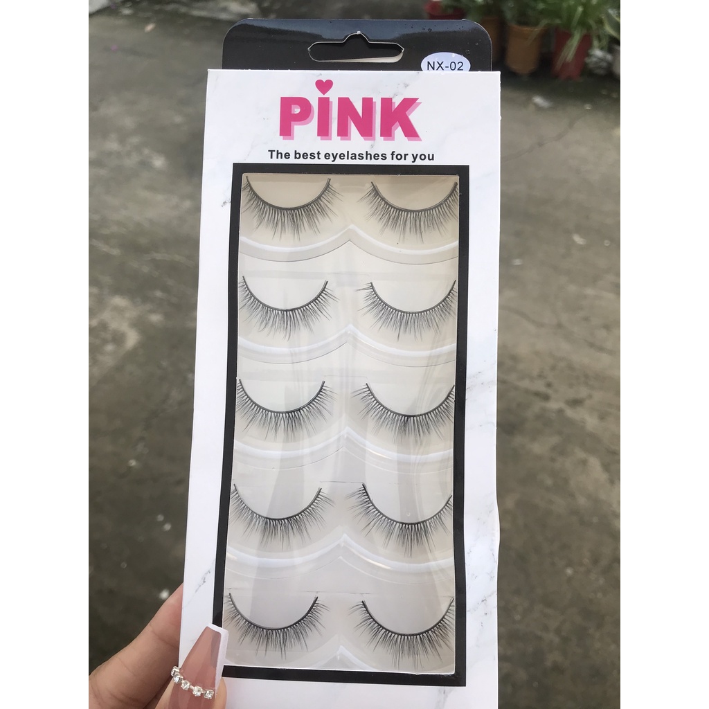 Lông Mi Giả Tự Nhiên Cao Cấp  5 Cặp PINK Cao Cấp