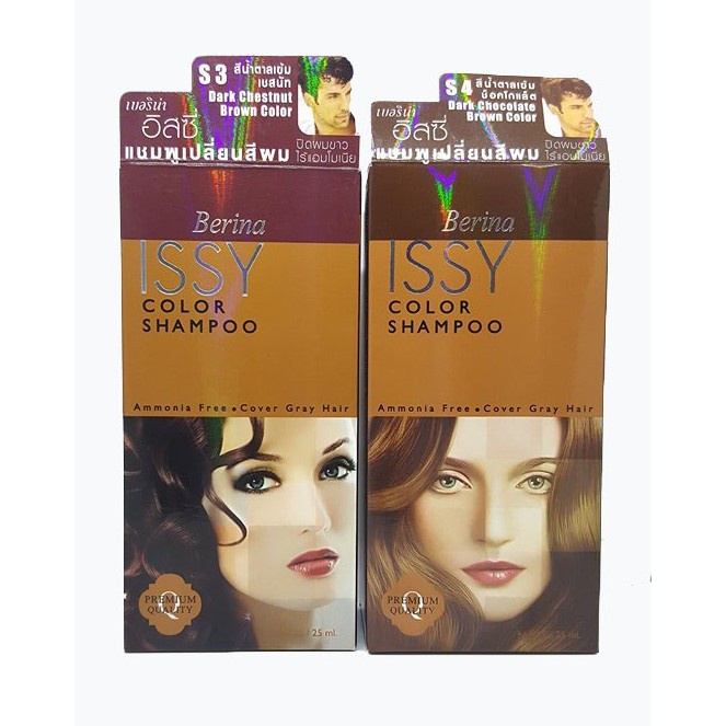 Nhuộm tóc phủ bạc Thái Lan dạng gội Berina Issy Color Shampoo không chứa amoniac an toàn và dễ sử dụng