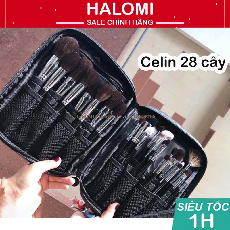 Bộ cọ trang điểm chuyên nghiệp Celin 28 cây lông thú siêu mềm bám phấn chính hãng HALOMI