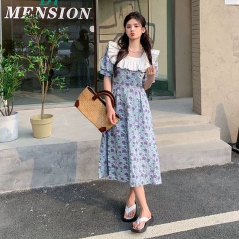 Đầm Perty hoa tay phồng thời trang mùa hè Hàn Quốc mới