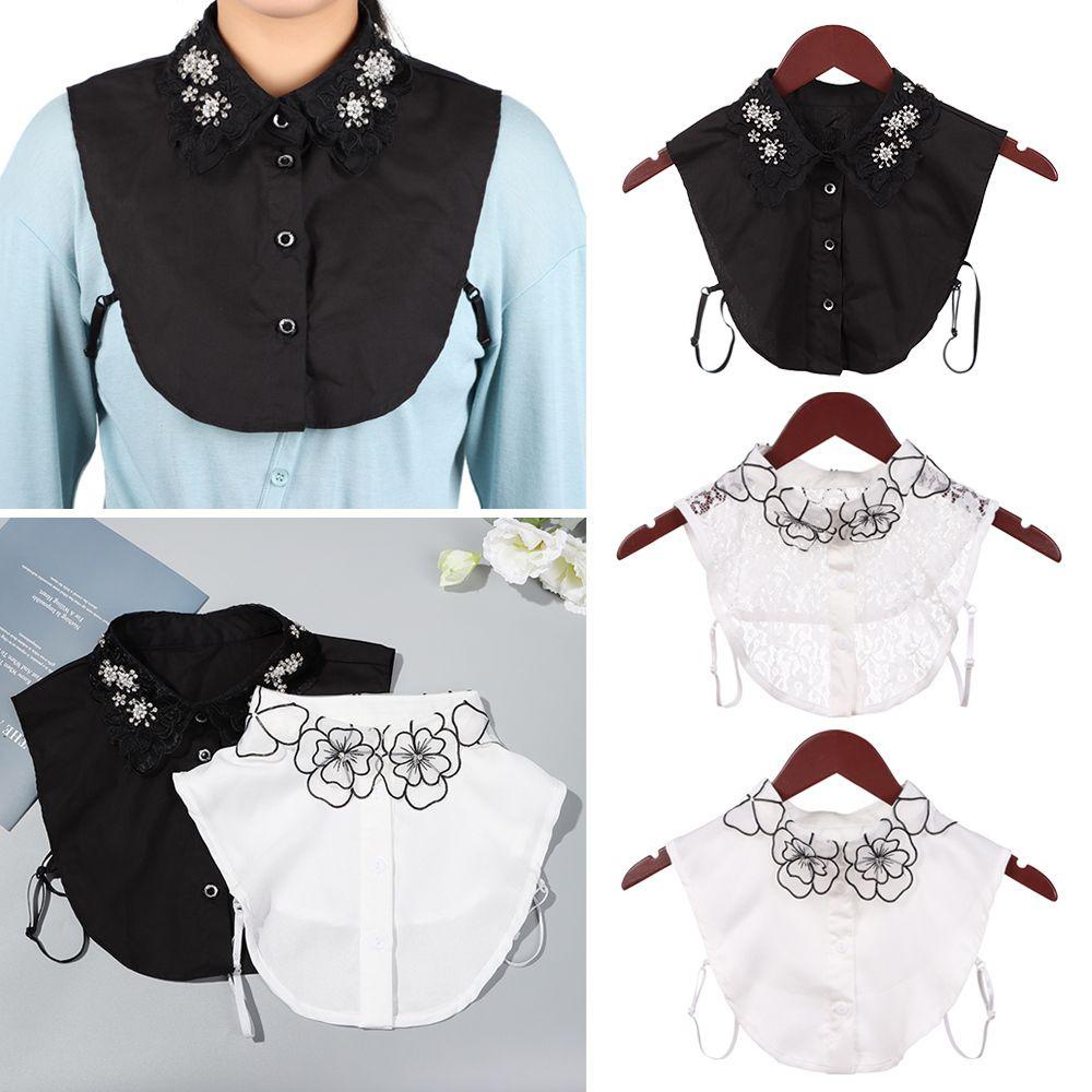 Cổ Áo Giả Bằng Cotton Phối Ren Hoa Phong Cách Cổ Điển