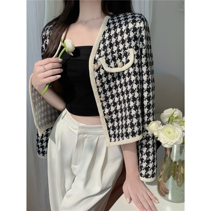 Áo dạ tweed nữ croptop dáng ngắn Hàn Quốc ADN006