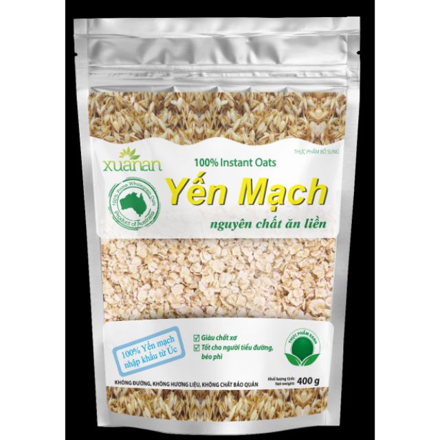 Yến mạch nguyên chất Xuân An  gói 400g . Nhập khẩu từ Úc hạn sử dụng 12 tháng