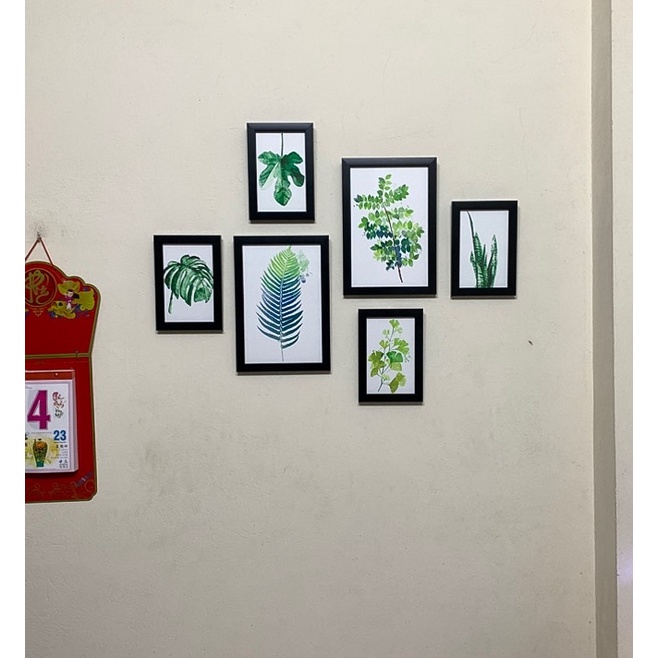 BỘ 6 TRANH TREO TƯỜNG LÁ CÂY MÀU NƯỚC PHONG CÁCH BẮC ÂU