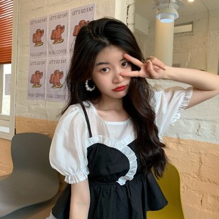 ÁO KIỂU PHỐI YẾM ĐEN TRẮNG THẮT EO🎀