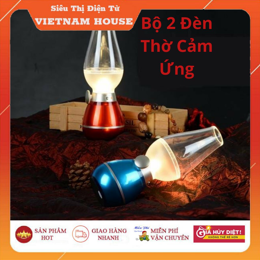 HOTBộ 2 Cây Đèn Dầu Cảm Ứng Điện Tử LED Thổi Tắt - Đèn Thờ Cảm Ứng, Đèn Bàn Thờ Sạc Điện, Đèn Thờ Không Dầu Tích Điện.