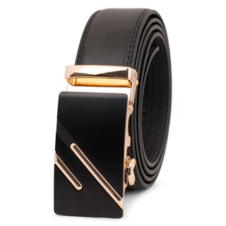 Thắt lưng, dây nịt nam DERMA da thật cao cấp khóa tự động màu đen TL07