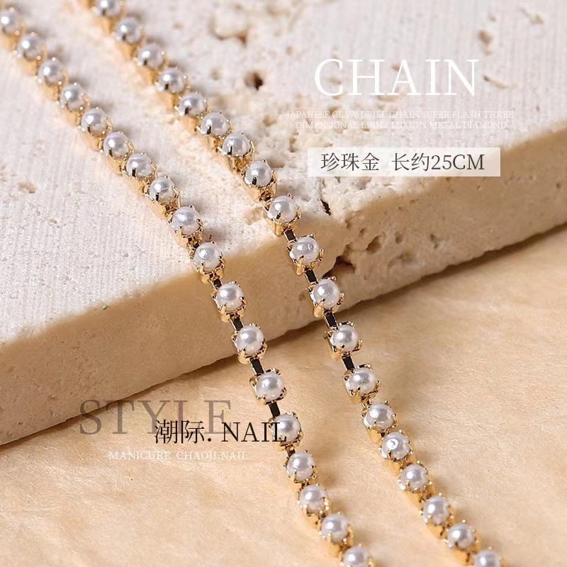 Dây xích đá gắn móng tay phụ kiện nail