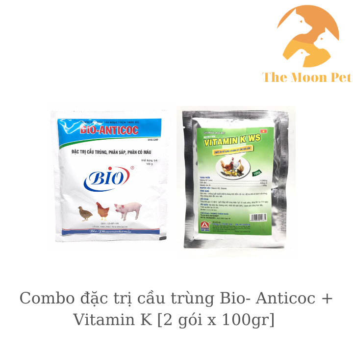 Combo đ.ặc t.rị cầu trùng gà đá Bio- Anticoc + Vitamin K [2 gói x 100gr]