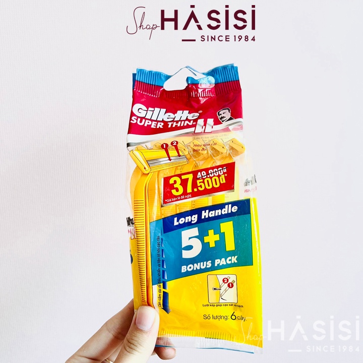 Dao Cạo Râu GILLETTE - Long Handle (6 Cây - Vàng)