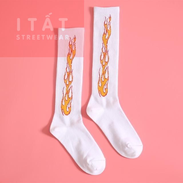 [FREESHIP EXTRA] Tất thể thao thời trang cao cổ Off-White lửa blade flame fire flare up socks unisex Streetwear