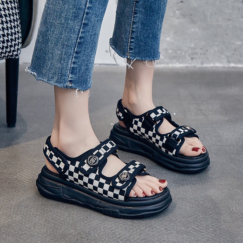 Dép sandal bàn cờ nữ hàng CAO CẤP thiết kế đế cao trẻ trung hot trend 2023