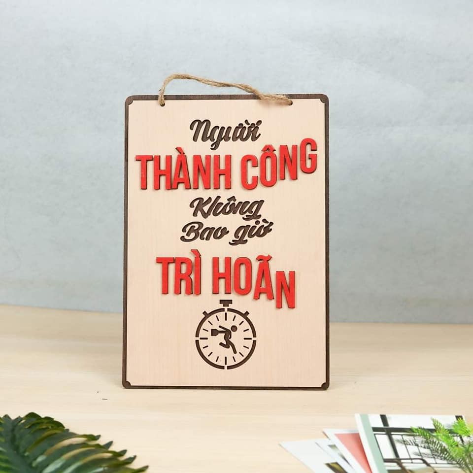 Biển bảng gỗ decor Khẩu Hiệu 3 - bảng gỗ trang trí gia đình - trang trí phòng ngủ-văn phòng làm việc( tặng kèm móc treo)