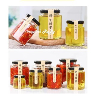 Bộ 5 Hũ Lọ Thủy Tinh 100ml Đựng Thực Phẩm Lục giác , Hủ Đựng mật ong, Lọ Gia vị, Lọ thủy tinh đựng bột ngHỆ