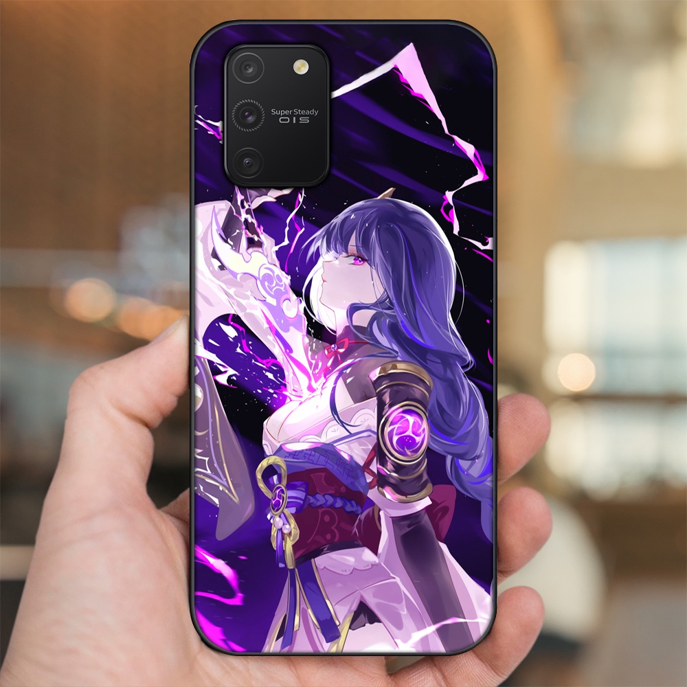 Ốp lưng Samsung S10 Lite viền đen in hình Raiden Shogun Genshin Impact